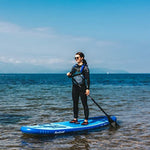 AQUAPLANET 10ft 6" x 15cm PACE Stand Up Paddleboard - Incl: SUP, Hand Air Pump w/ Pressure Gauge, Adjustable Aluminum Floating Paddle, Repair Kit, Rucksack, Coiled Leash & 4 Kayak Seat Ring Fittings