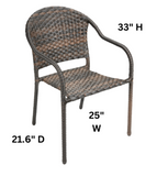 Westerly 4 Pack Medium Brown All Weather Textured Powder Coated Steel Frame Indoor-Outdoor Patio Deck Restaurant Stack Chair