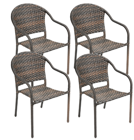 Westerly 4 Pack Medium Brown All Weather Textured Powder Coated Steel Frame Indoor-Outdoor Patio Deck Restaurant Stack Chair