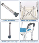 HappyNites Shower Chair with Rails - Shower Seat with Arms for Seniors with Tote Bag and Handles, Tall Shower Chair for Elderly, Handicap Tub Shower Seats for Adults (White Chair with Rail)