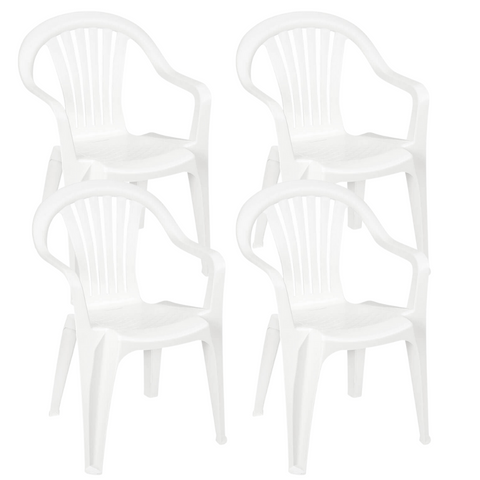 Westerly Easy Care Weather Resistant White Mid Back Patio Stackable Resin Chair (4)