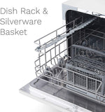 hOmeLabs Compact Countertop Dishwasher - Energy Star Portable Mini Dish Washer in Stainless Steel Interior for Small Apartment Office and Home Kitchen with 6 Place Setting Rack and Silverware Basket