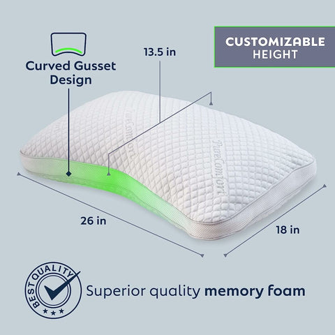 PureComfort Curved Pillow Adjustable Side Sleeper Pillow for