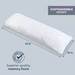 PureComfort Memory Foam Body Pillow for Adults - Cooling & Breathable Full Body Pillow - Adjustable Hugging Pillow for Sleeping - Soft Supportive Long Pillow for Bed with Cover (20 x 52 Inch)