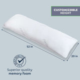 PureComfort Memory Foam Body Pillow for Adults - Cooling & Breathable Full Body Pillow - Adjustable Hugging Pillow for Sleeping - Soft Supportive Long Pillow for Bed with Cover (20 x 52 Inch)