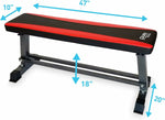 Pure Fitness Flat Bench with Dumbbell Rack, Red