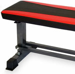 Pure Fitness Flat Bench with Dumbbell Rack, Red
