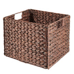 Westerly 4 Decorative Hand-Woven Water Hyacinth Wicker Storage Basket, Perfect for Shelving Units, 16x11x11 (Brown)