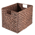 Westerly 4 Decorative Hand-Woven Water Hyacinth Wicker Storage Basket, Perfect for Shelving Units, 9x9x9 (Brown)