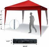 ASTEROUTDOOR 10'x10' Pop Up Canopy with Sidewalls, Adjustable Leg Heights, Windows, Wheeled Carry Bag, Stakes and Ropes, Red