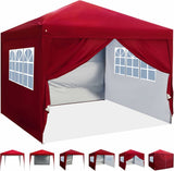 ASTEROUTDOOR 10'x10' Pop Up Canopy with Sidewalls, Adjustable Leg Heights, Windows, Wheeled Carry Bag, Stakes and Ropes, Red