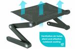 WonderWorker Newton Adjustable Laptop Table Bed Tray Cooling Pad, Lightweight Aluminum, Portable Folding Laptop Stand, Black