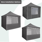 AsterOutdoor 10' x 10' Pop Up Sidewall Canopy Tent - 5 pieces of sidewall with Rolling Storage Bag, Gray