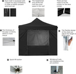 AsterOutdoor 10' x 10' Pop Up Sidewall Canopy Tent - 5 pieces of sidewall with Rolling Storage Bag, Black