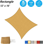 AsterOutdoor Sun Shade Sail Rectangle 12' x 16' UV Block Canopy for Patio Backyard Lawn Garden Outdoor Activities, Sand